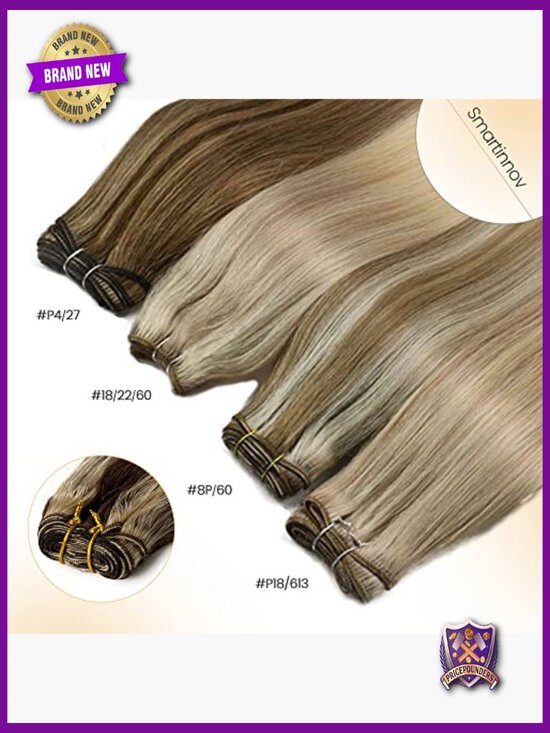 14 Inch Hand Tied Weft Hair Extensions Real Human Hair Balayage Straight main image 7